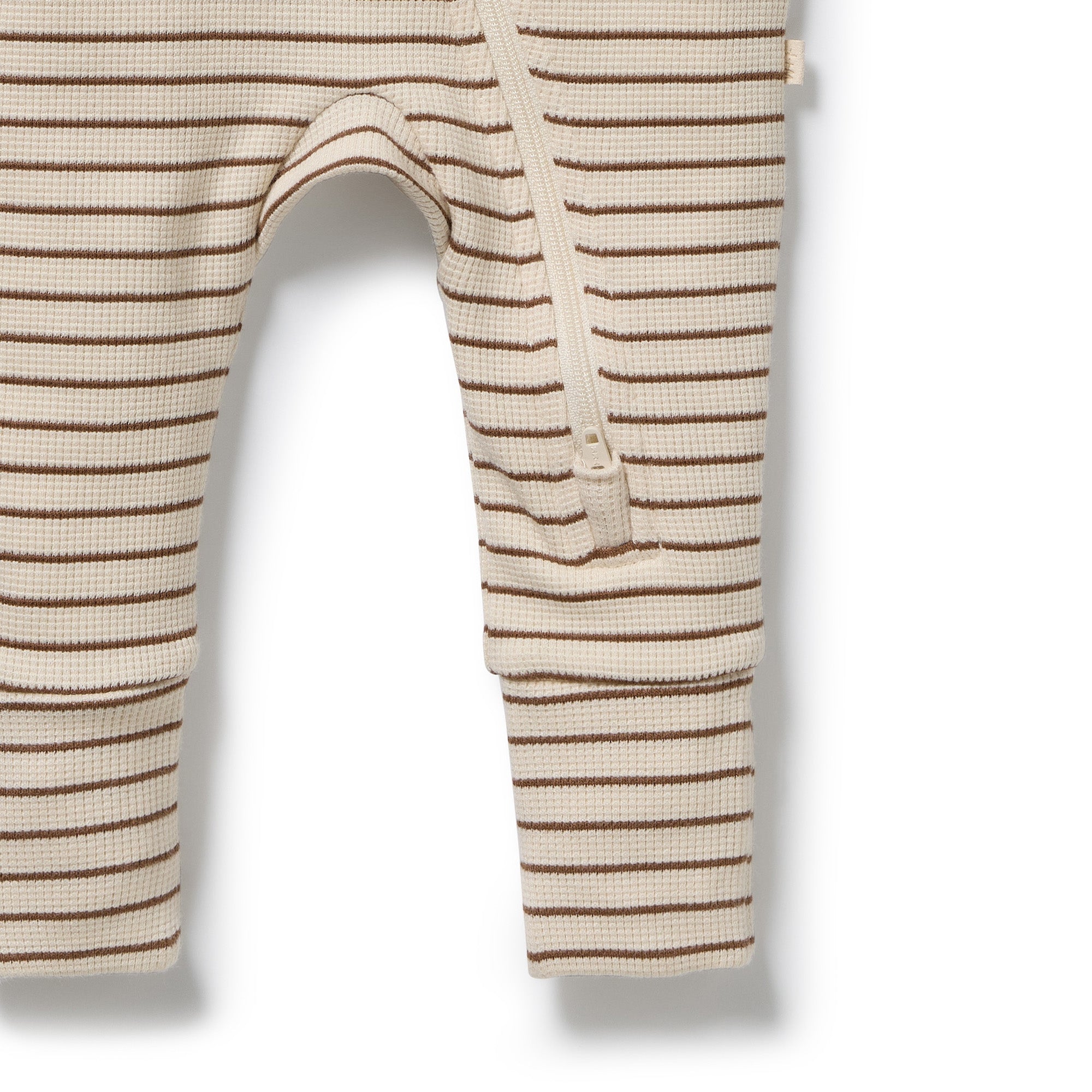 Nutmeg Stripe Organic Waffle Zipsuit