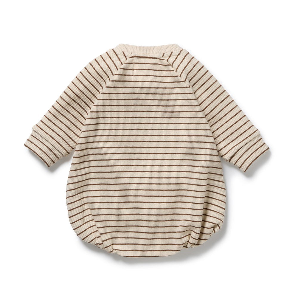 Nutmeg Stripe Organic Waffle Bodysuit