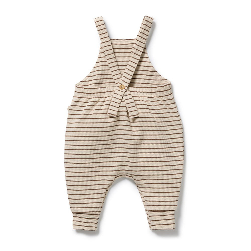 Nutmeg Stripe Organic Waffle Overall