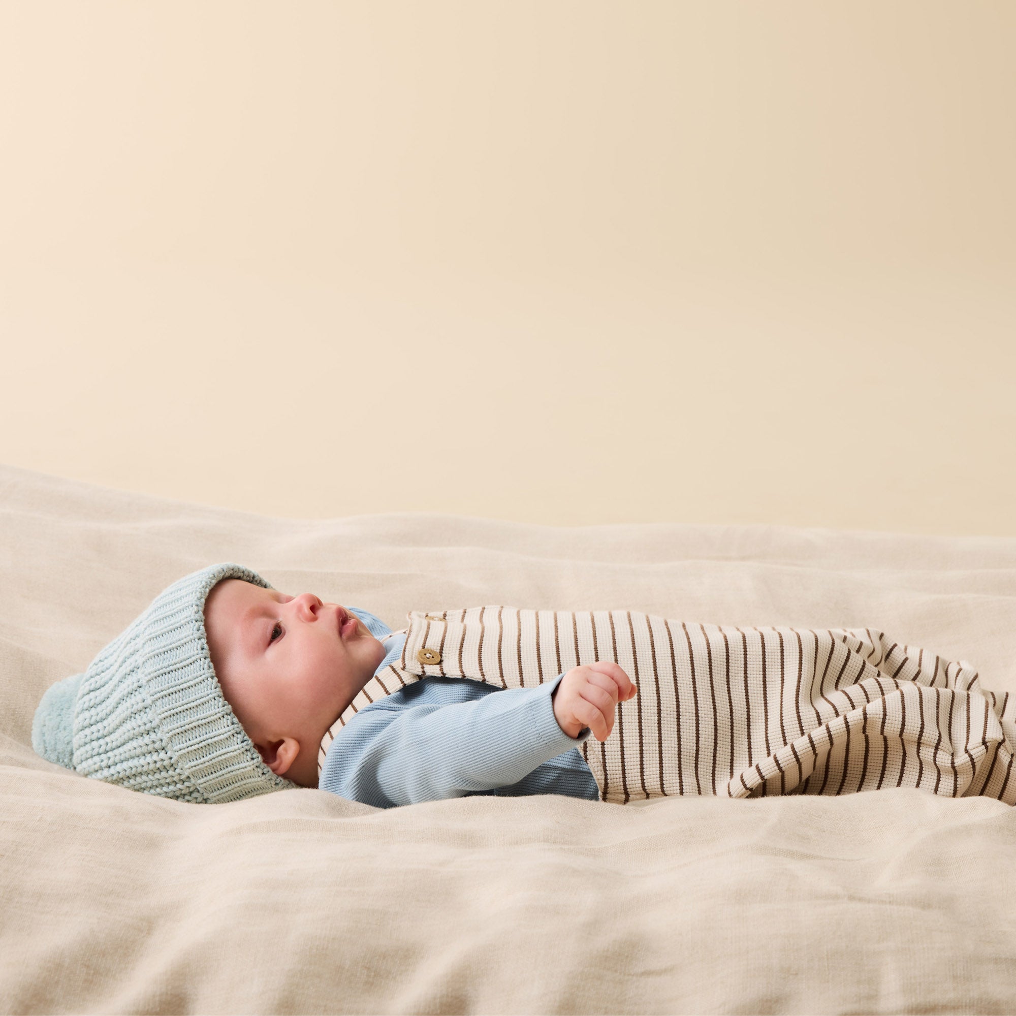 Nutmeg Stripe Organic Waffle Overall