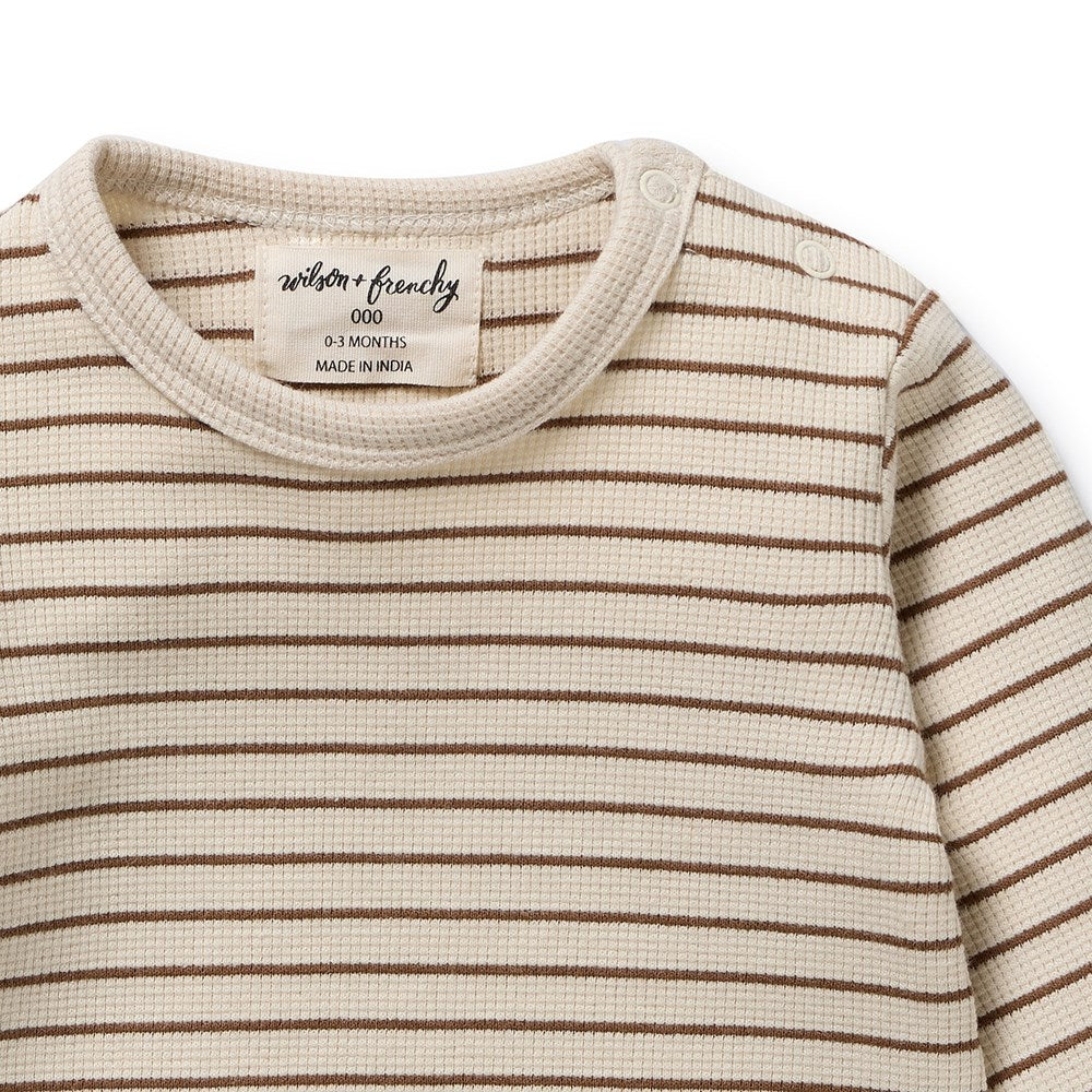 Nutmeg Stripe Organic Waffle Top