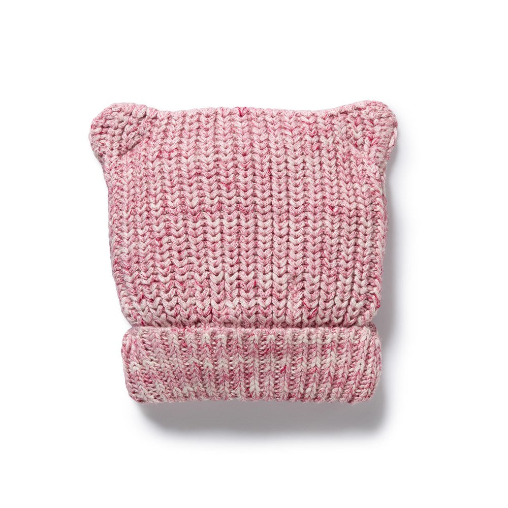 Rhubarb and Cream Organic Knitted Bear Hat