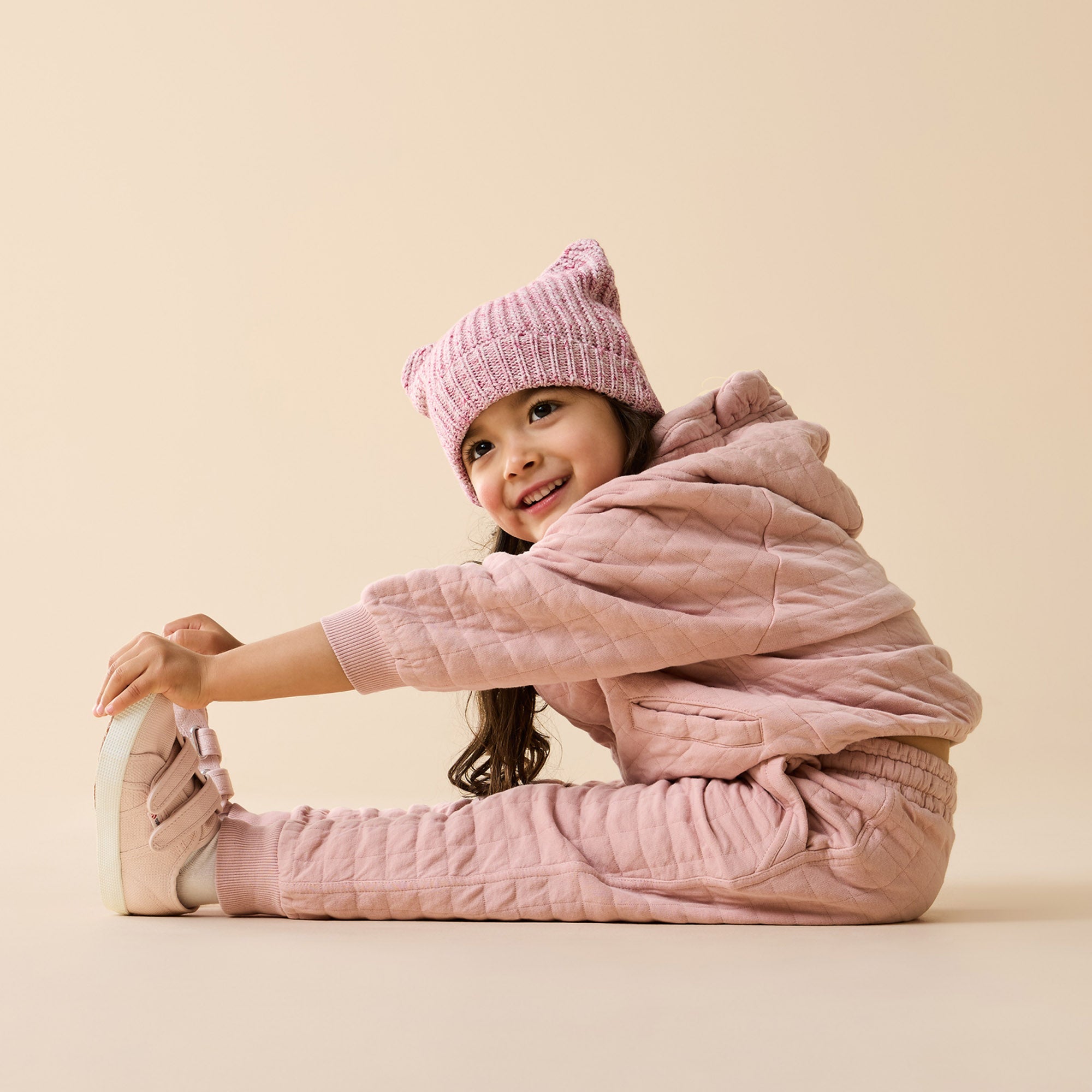 Rhubarb and Cream Organic Knitted Bear Hat