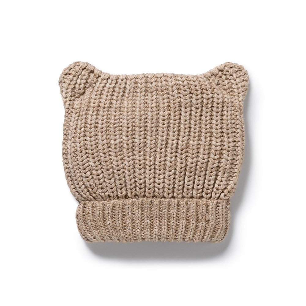 Sandstone Organic Knitted Bear Hat