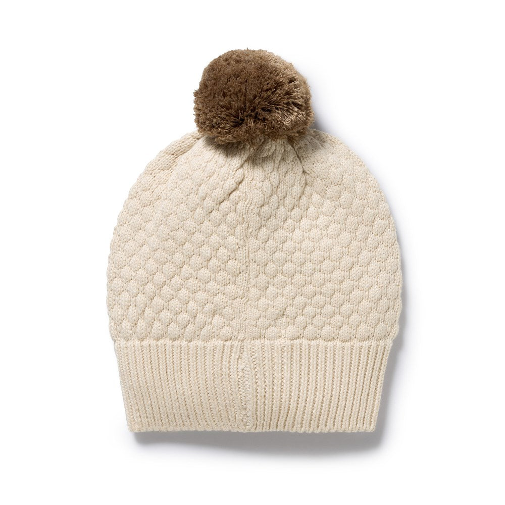 Cream Organic Knitted Bubble Hat