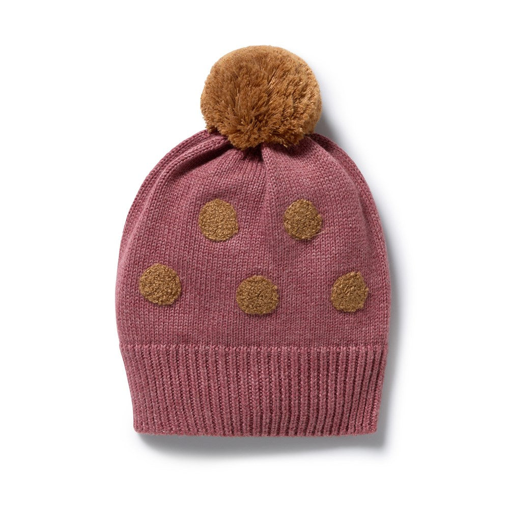 Rhubarb Organic Knitted Bauble Hat