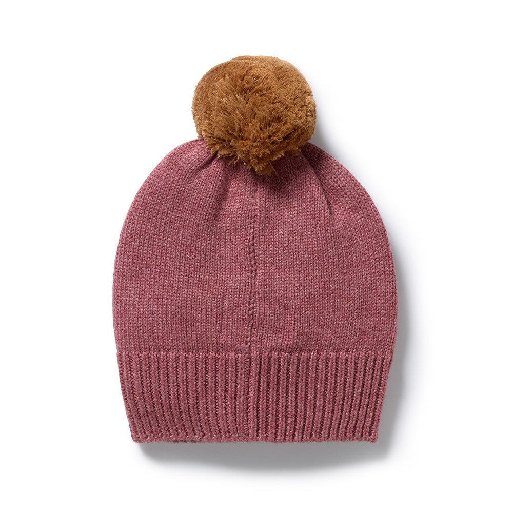 Rhubarb Organic Knitted Bauble Hat