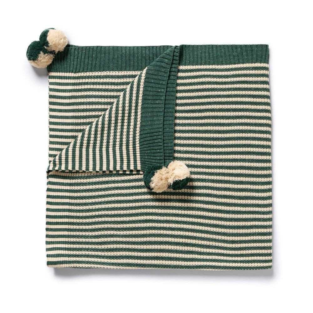 Clover Stripe Organic Knitted Stripe Blanket