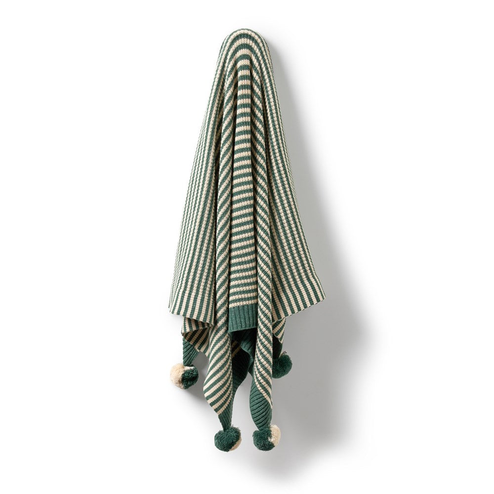 Clover Stripe Organic Knitted Stripe Blanket