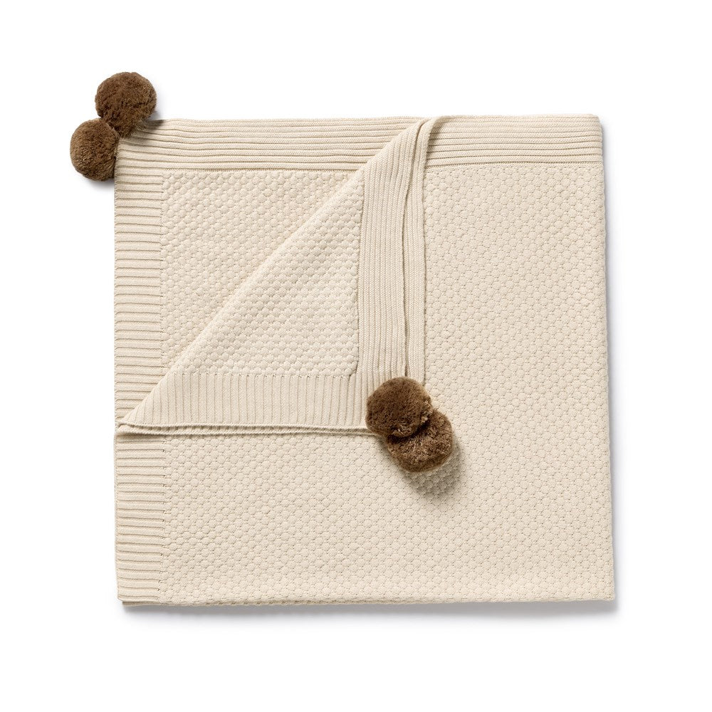 Cream Organic Knitted Bubble Blanket