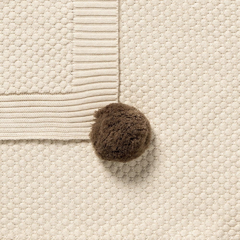 Cream Organic Knitted Bubble Blanket