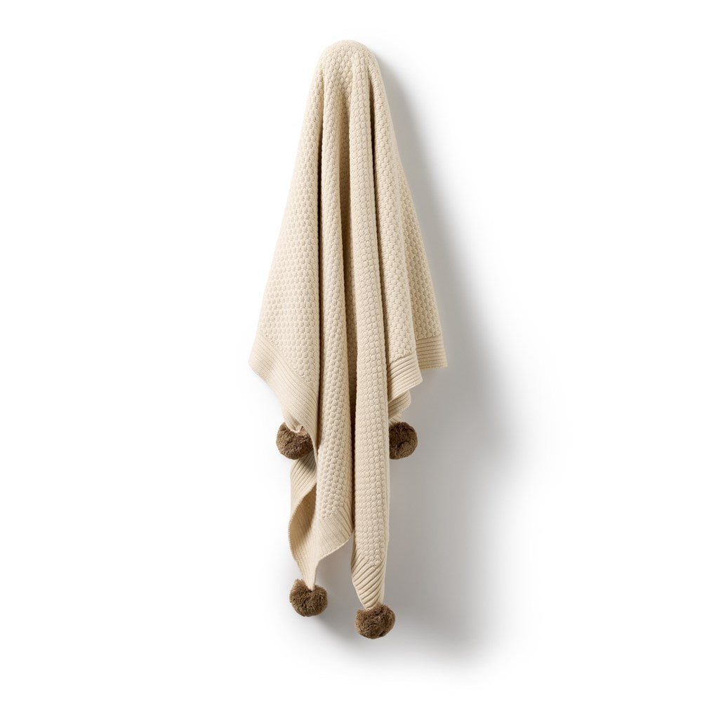 Cream Organic Knitted Bubble Blanket