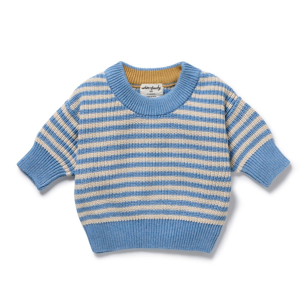 Frosted Blue Organic Knitted Stripe Jumper