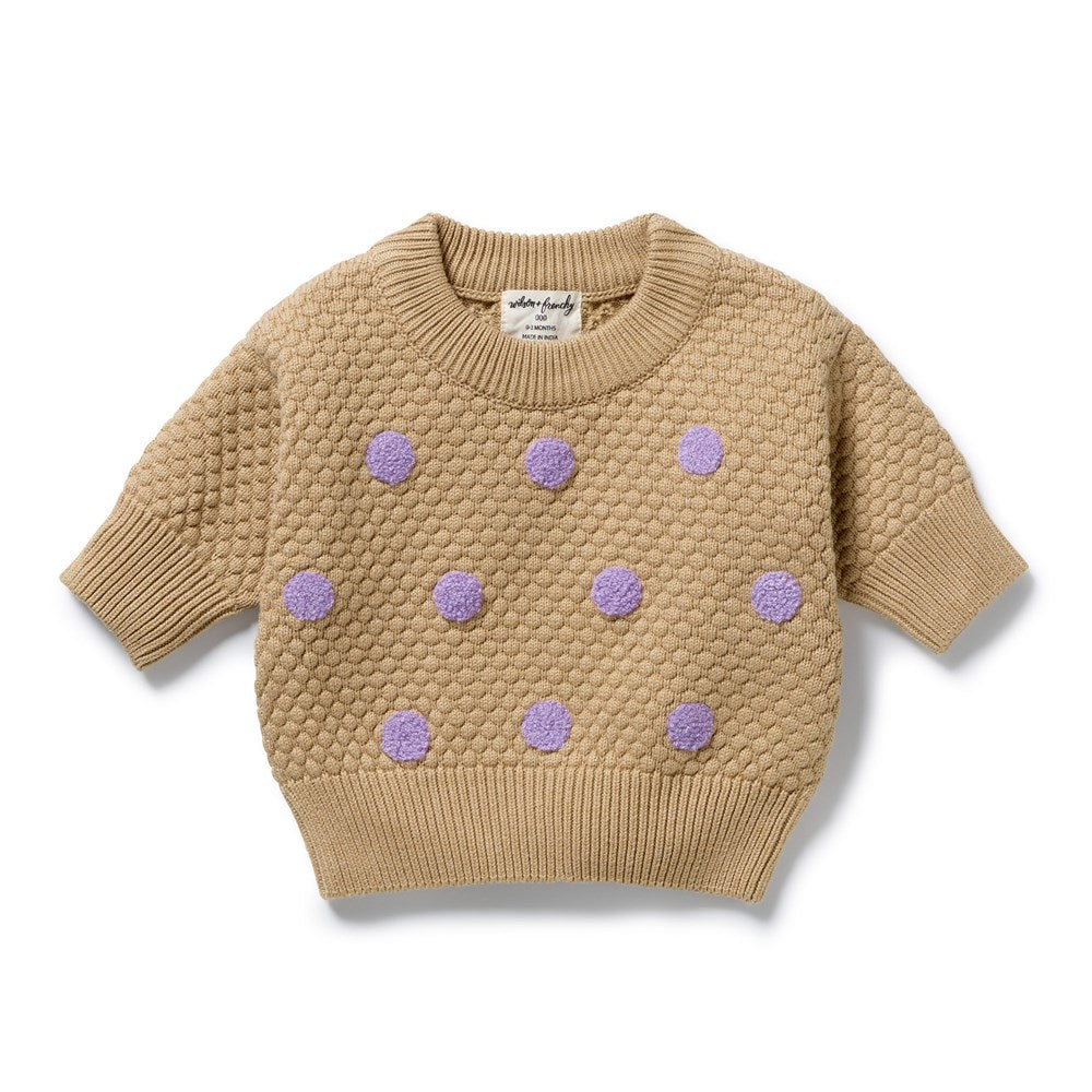 Oat and Mulberry Organic Knitted Bauble Jumper