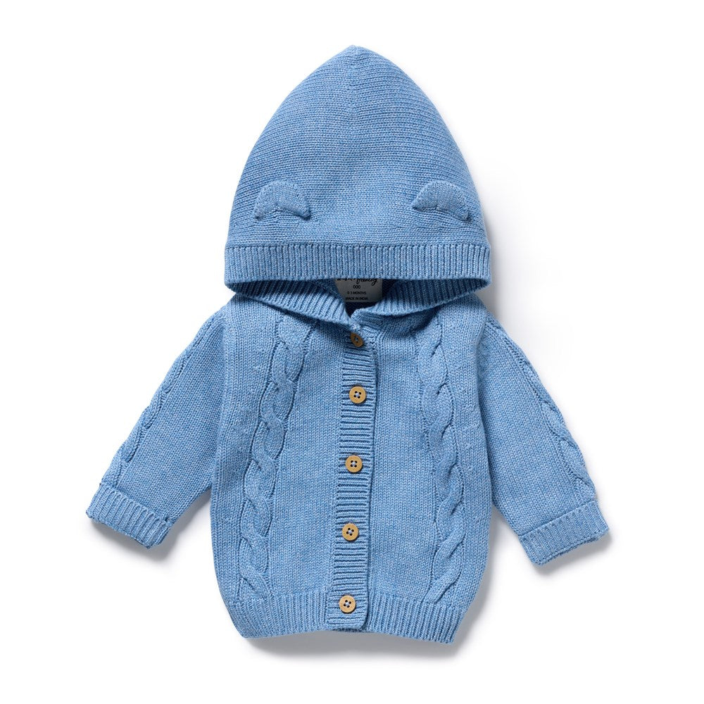 Frosted Blue Organic Knitted Cable Jacket