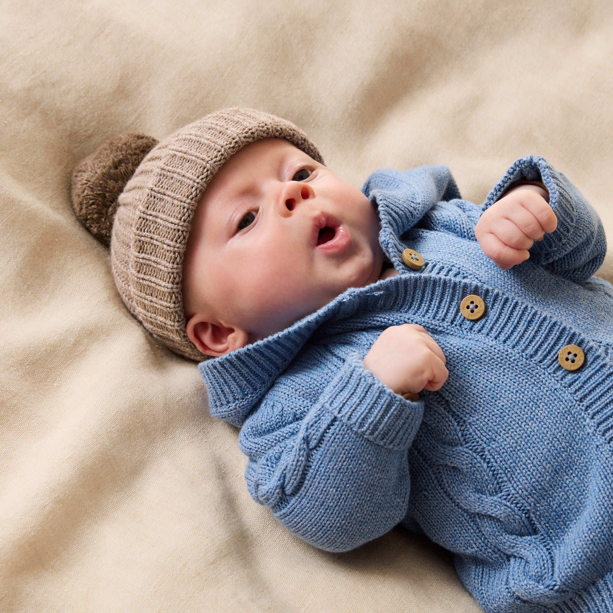 Frosted Blue Organic Knitted Cable Jacket