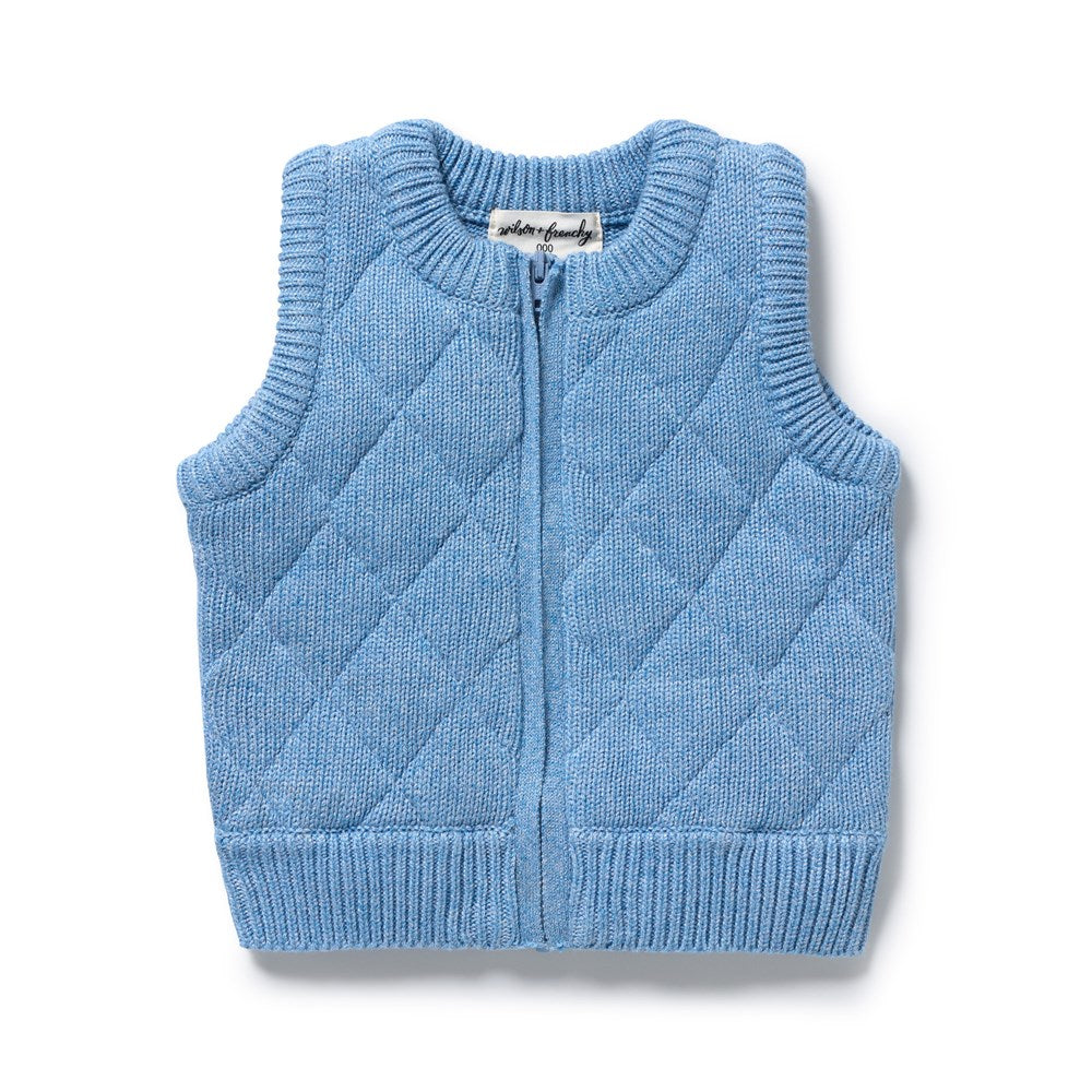 Frosted Blue Organic Knitted Vest