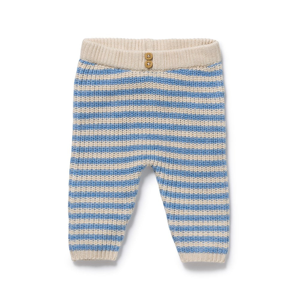 Frosted Blue Organic Knitted Stripe Legging
