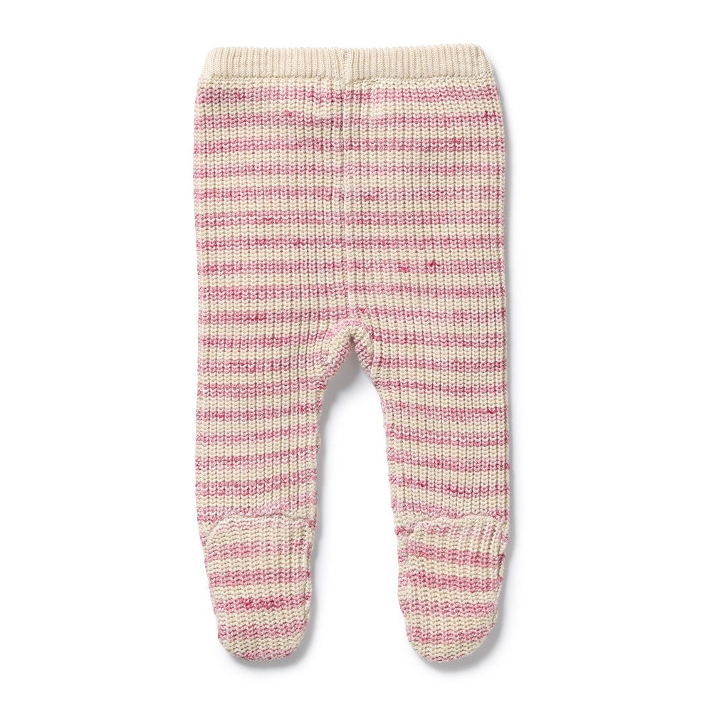 Rhubarb and Cream Organic Knitted Stripe Legging with Feet