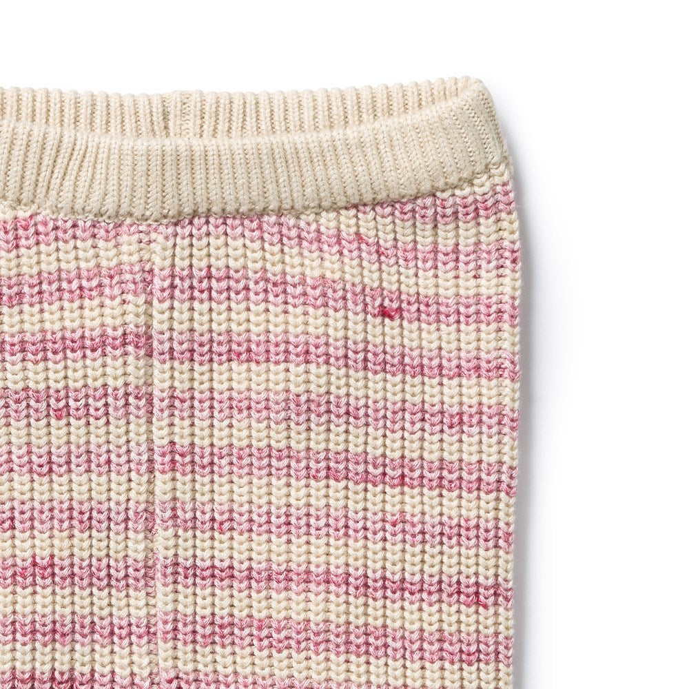 Rhubarb and Cream Organic Knitted Stripe Legging with Feet