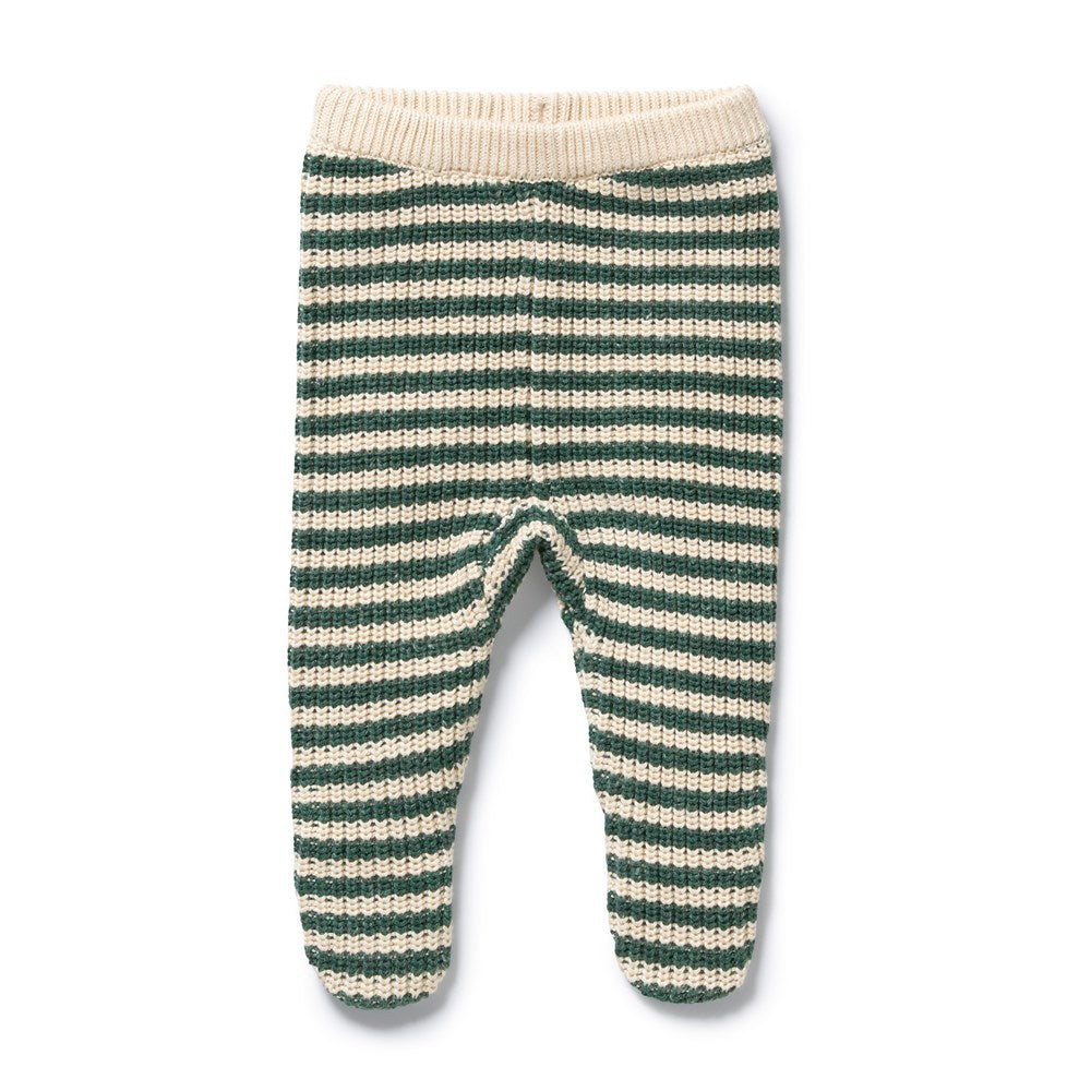 Clover Organic Knitted Stripe Legging with Feet