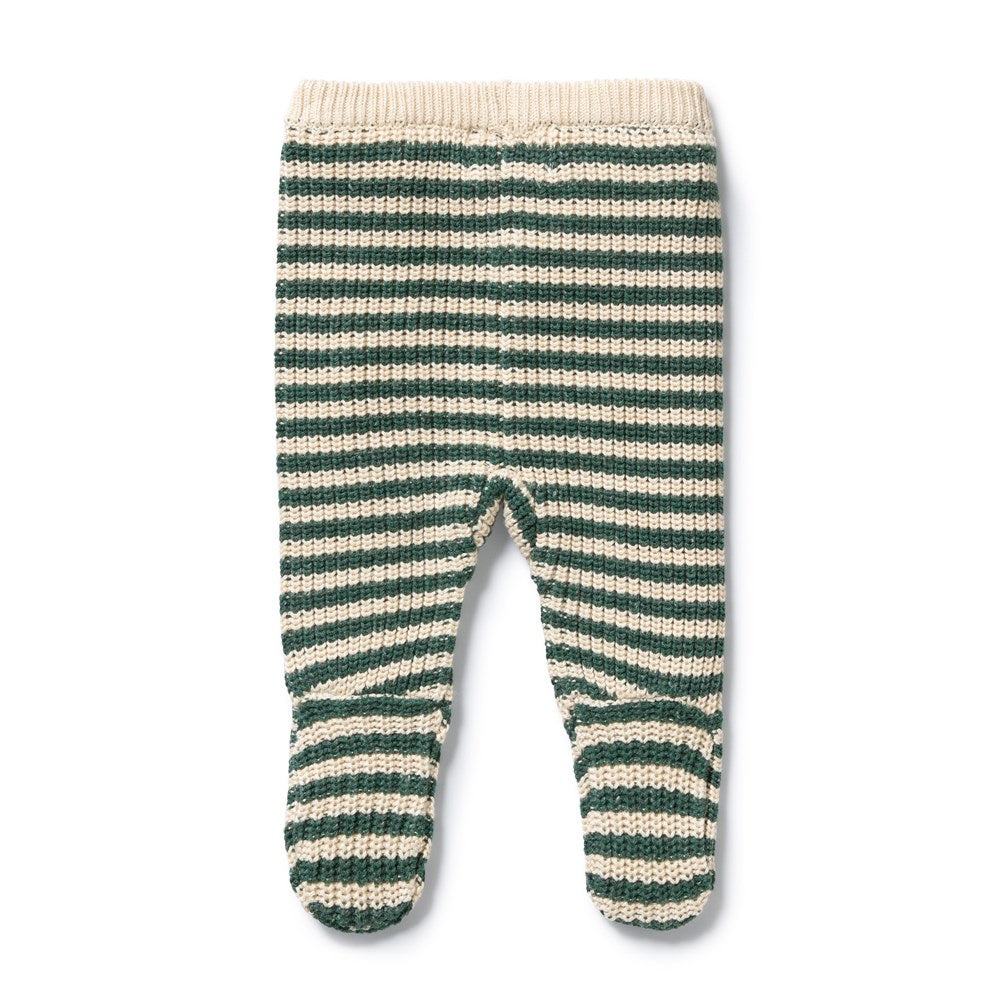 Clover Organic Knitted Stripe Legging with Feet