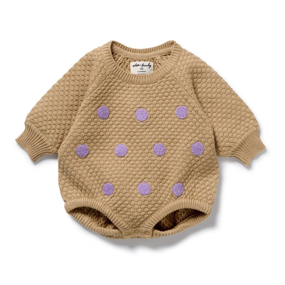 Oat and Mulberry Organic Knitted Bubble Bodysuit
