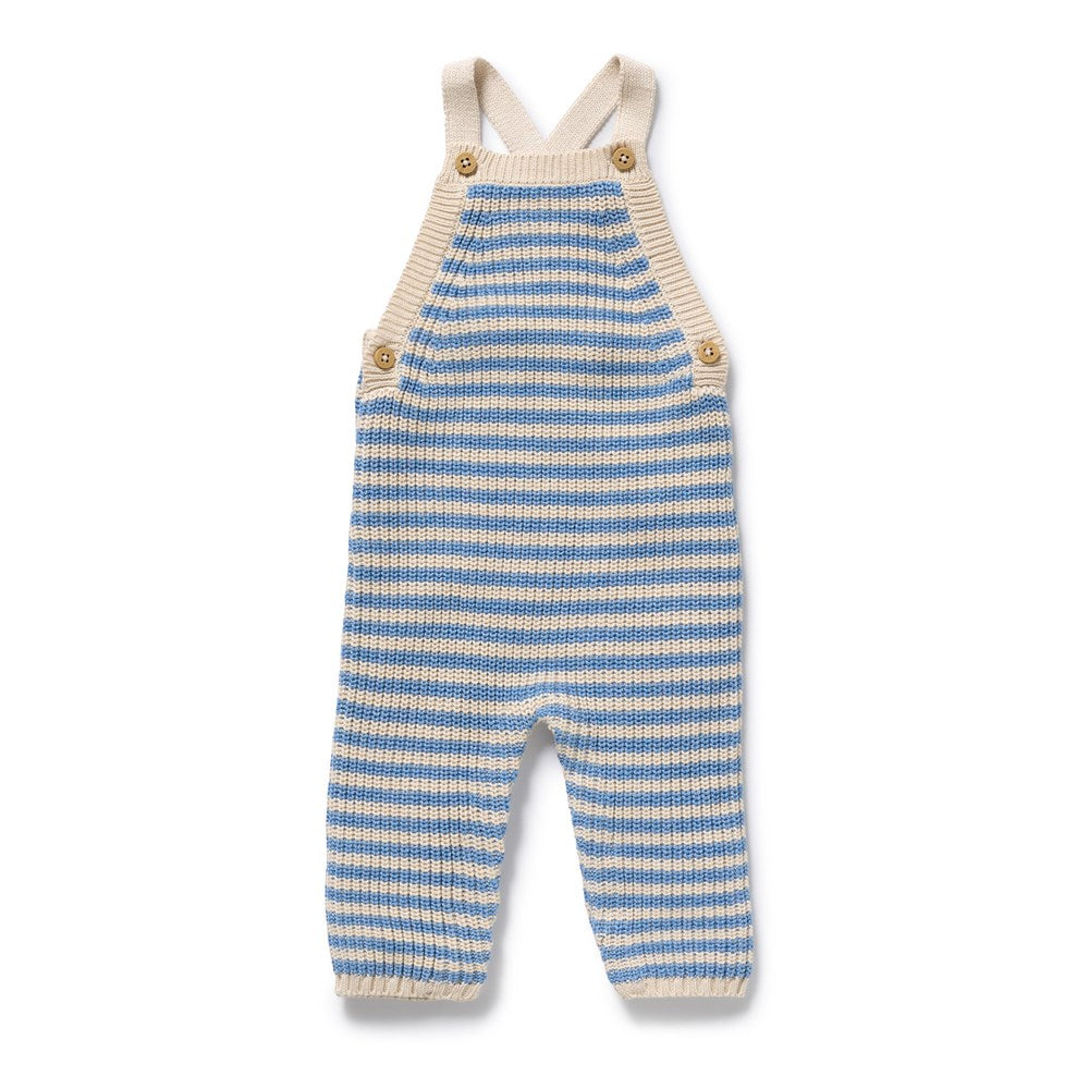Frosted Blue Organic Knitted Stripe Overall