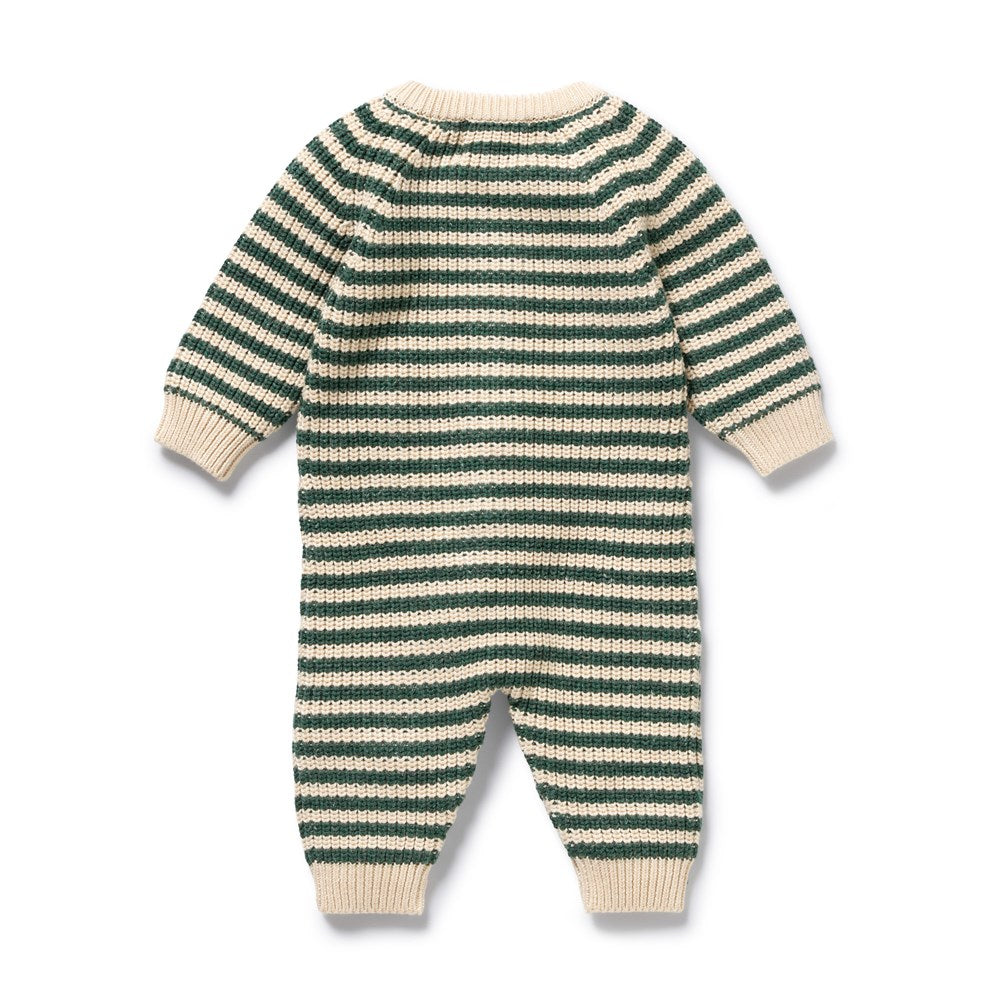 Clover Organic Knitted Stripe Growsuit