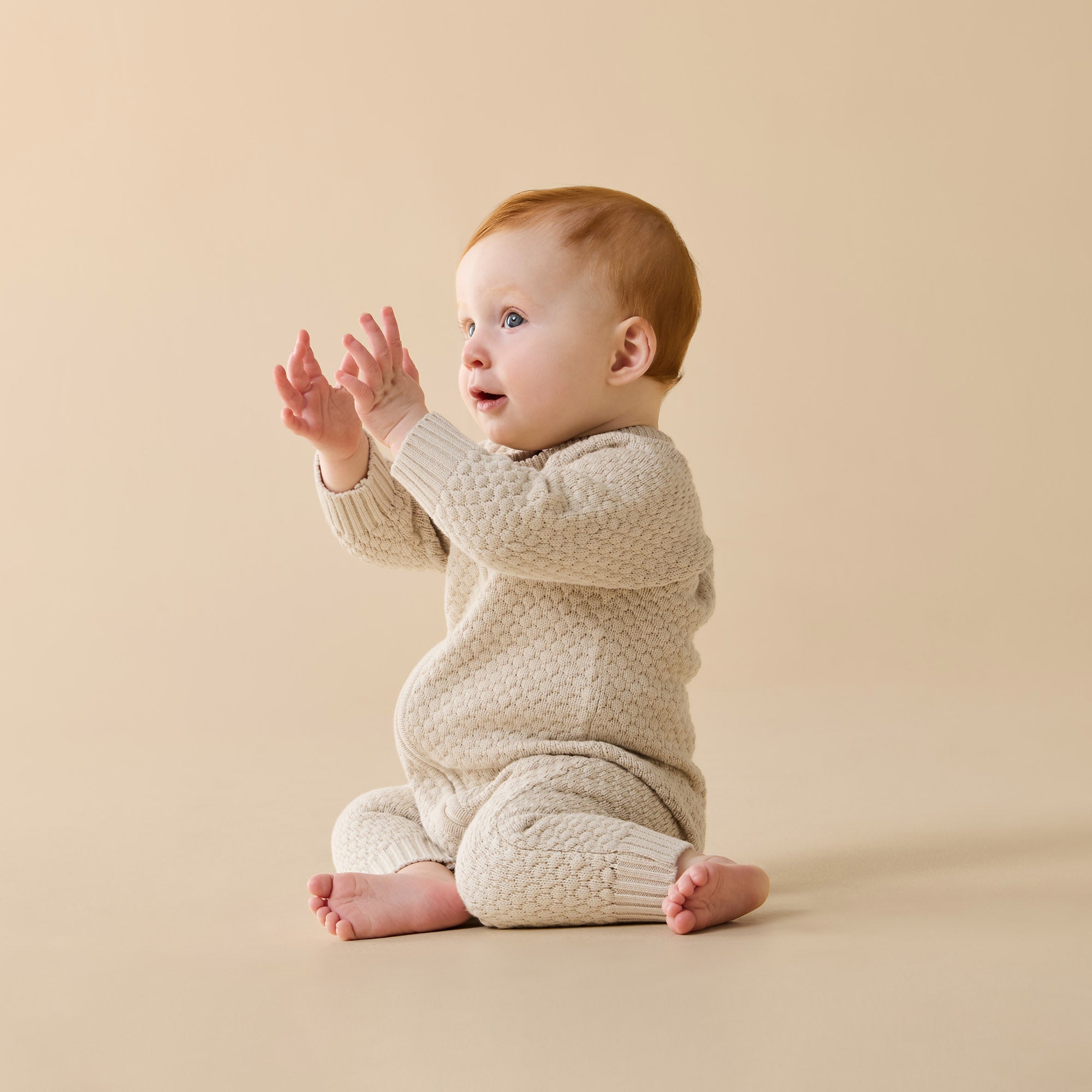 Cream Organic Knitted Bubble Growsuit