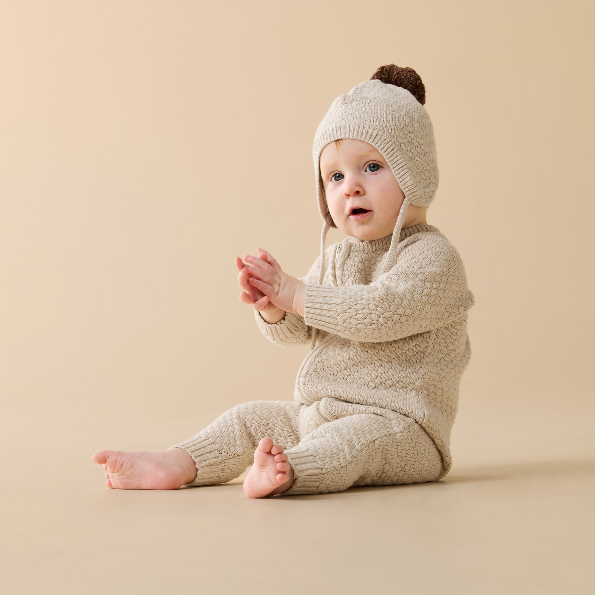 Cream Organic Knitted Bubble Growsuit