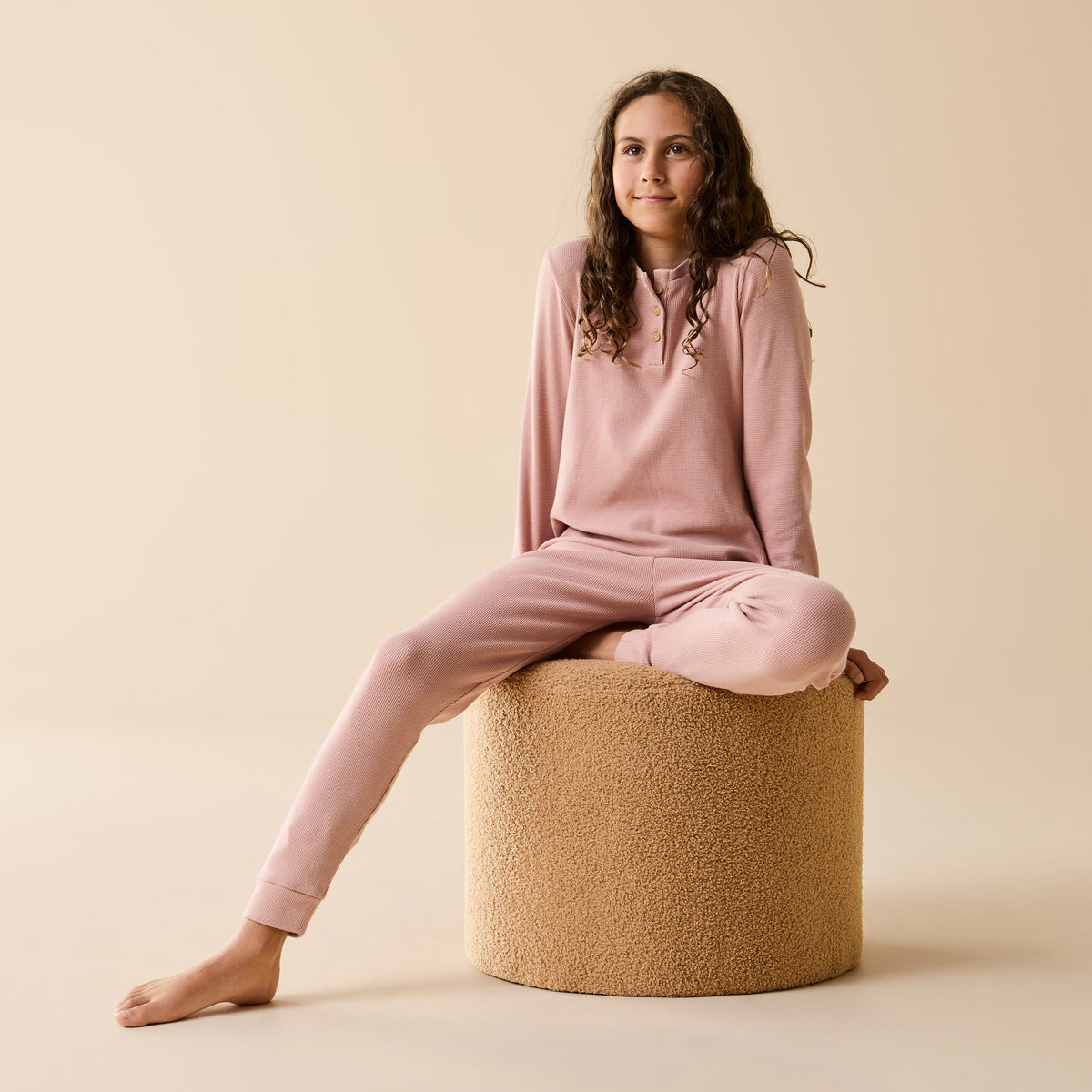 Rose Organic Youth Waffle Henley Pyjamas | W+F