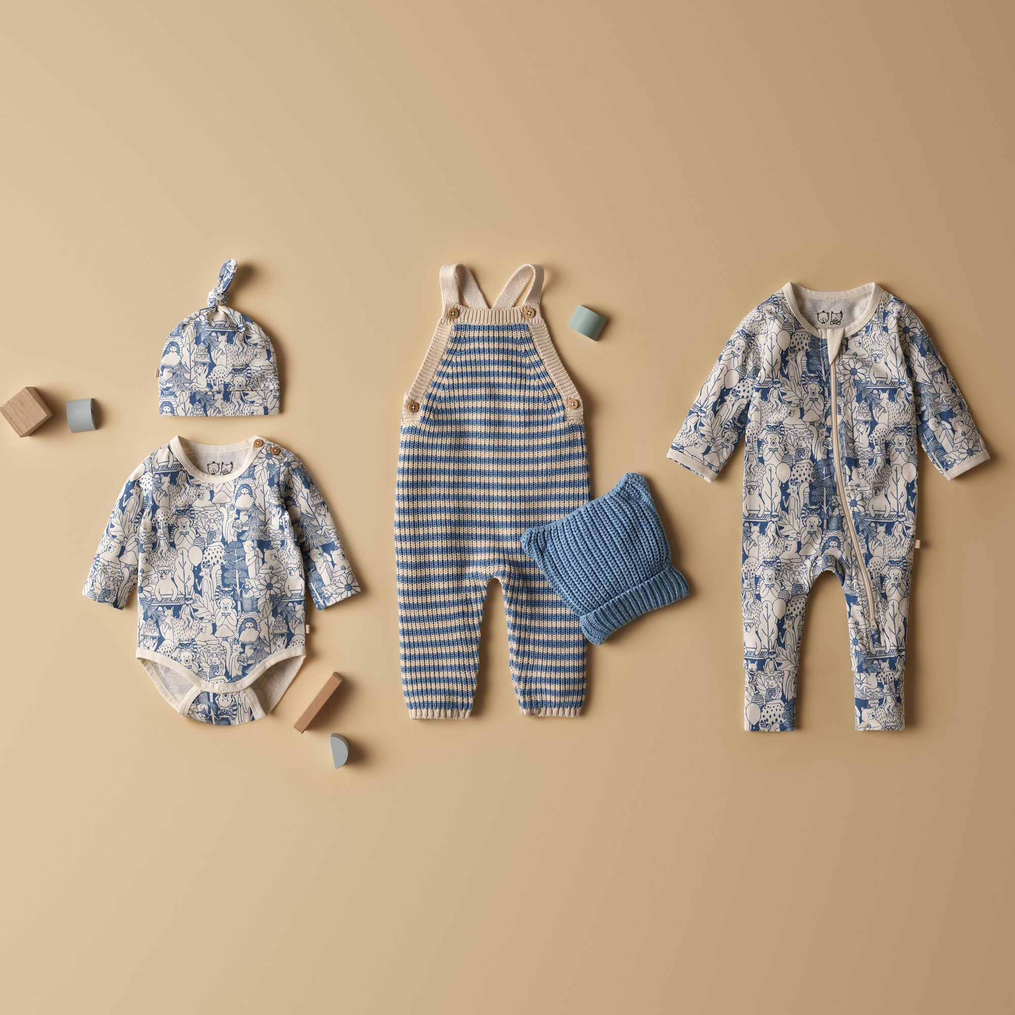 Frosted Blue Organic Knitted Stripe Overall