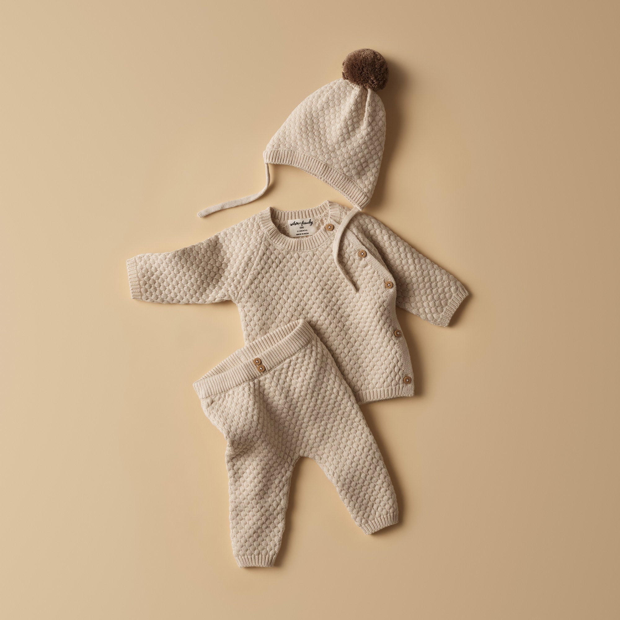 Cream Organic Knitted Bubble Bonnet