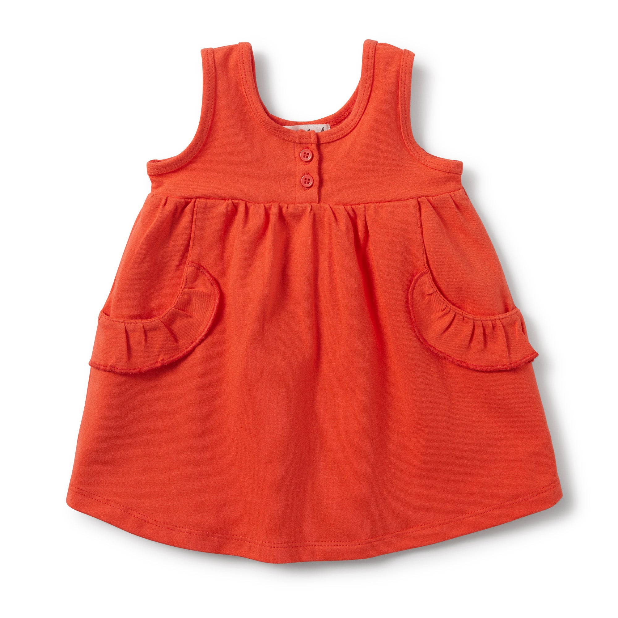 HOT CORAL RUFFLE POCKET DRESS - Wilson and Frenchy