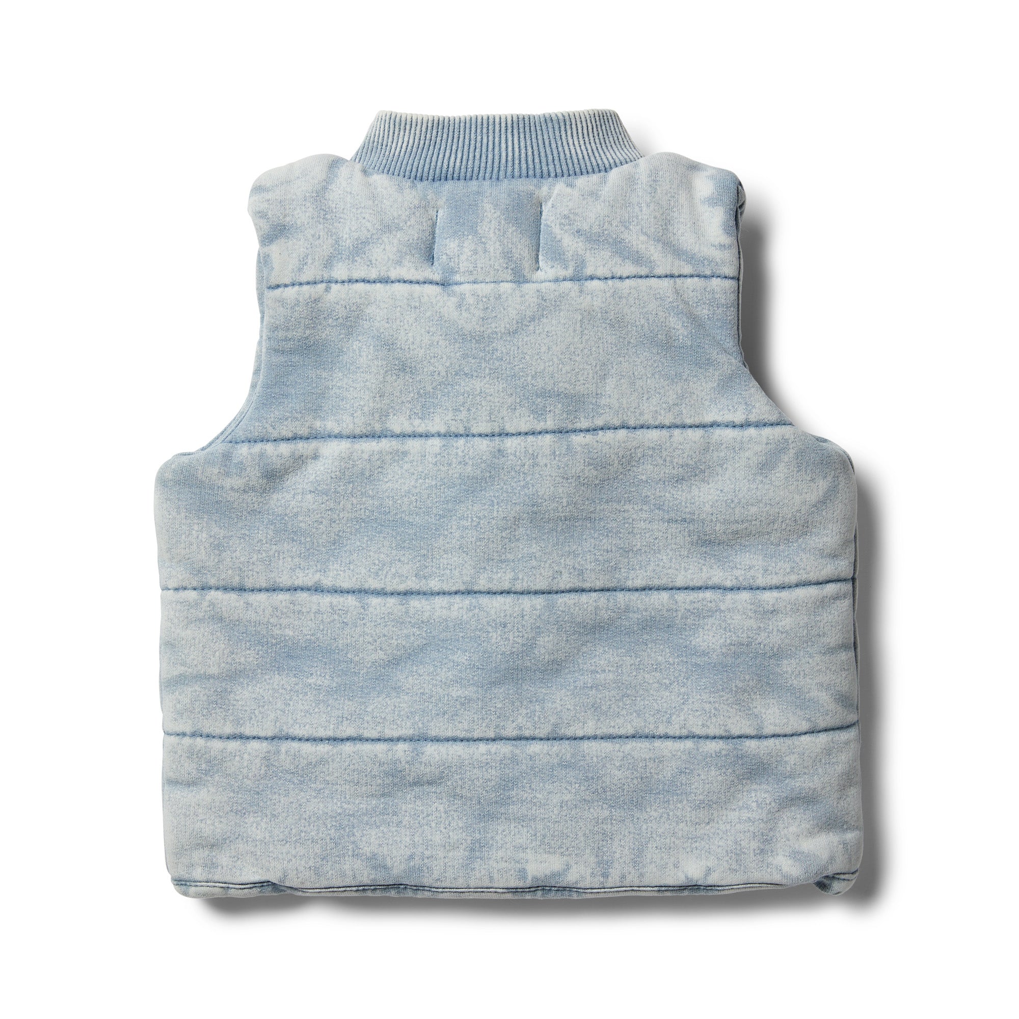 Shark Grey Denim Look Quilted Vest - Wilson and Frenchy