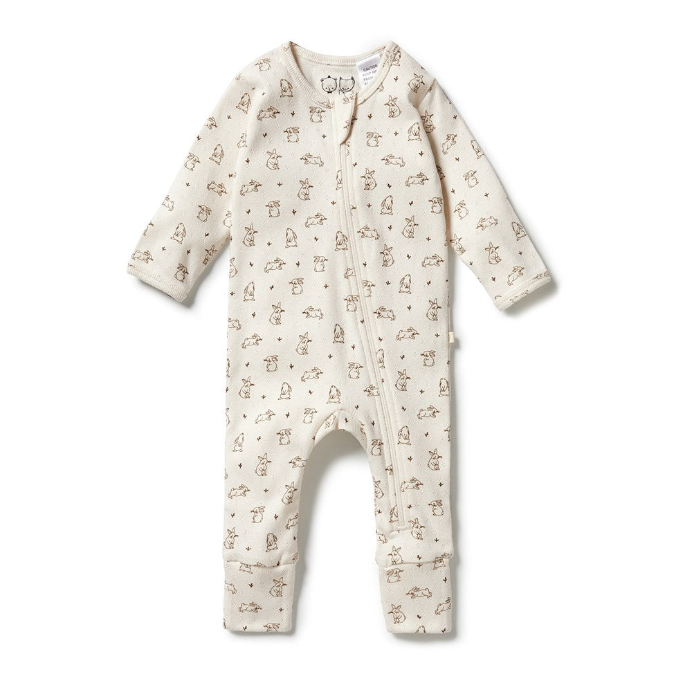 Organic Pointelle Zipsuit with Feet