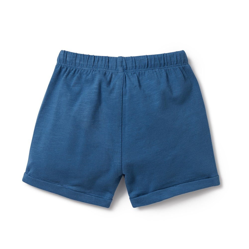 Dark Blue Organic Tie Front Short