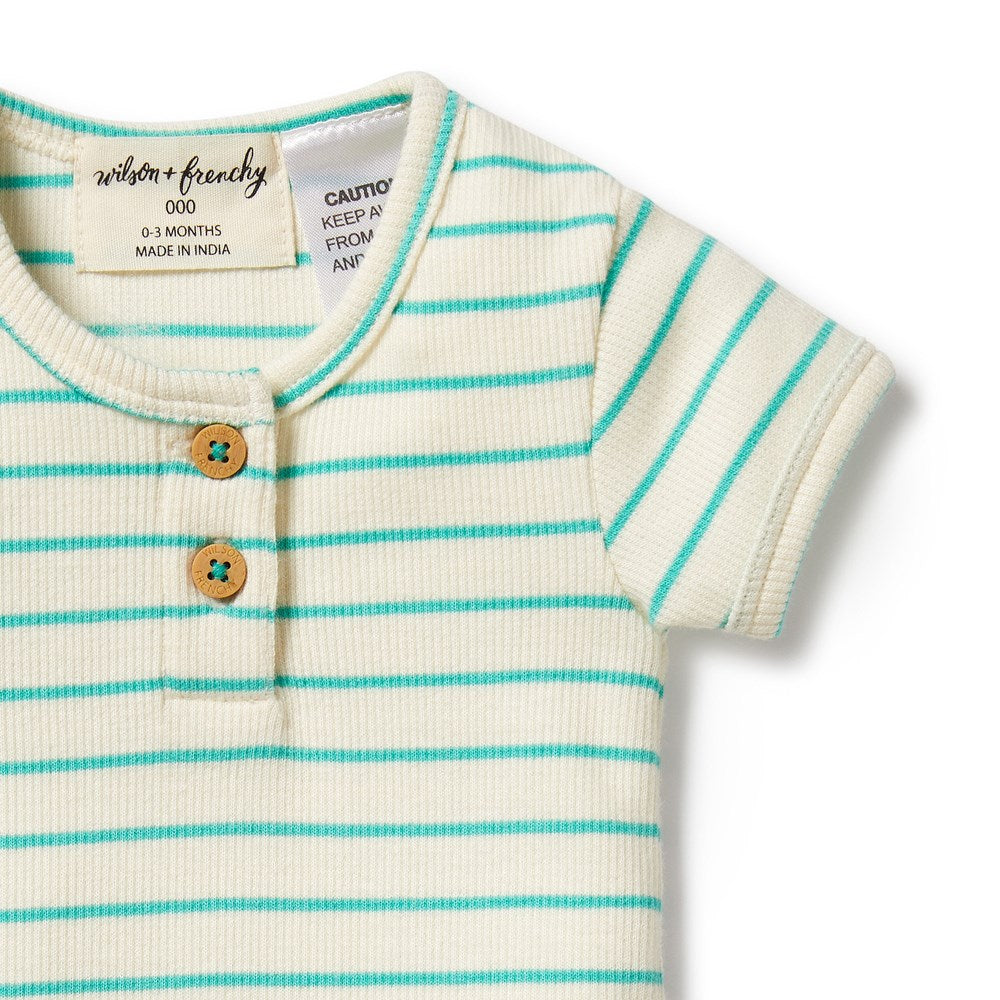 Petit Green Organic Henley Bodysuit