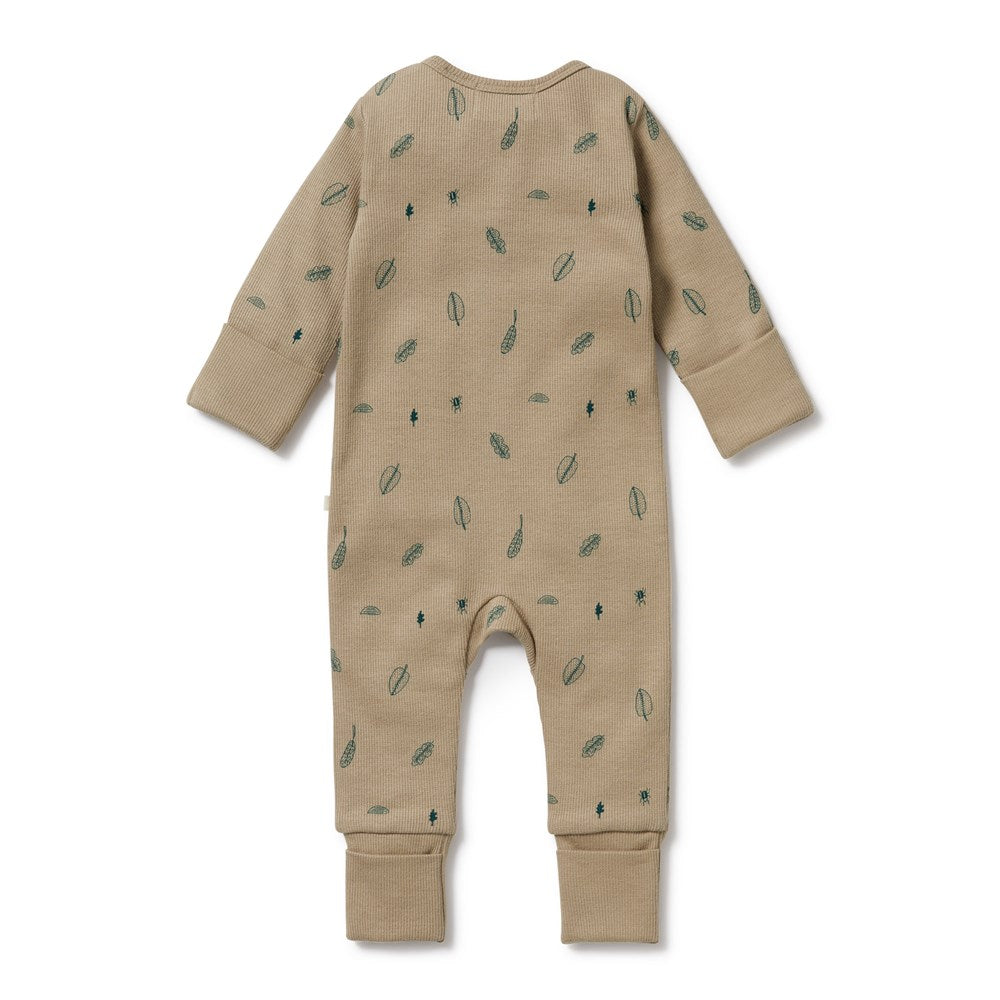 Jungle Leaf Organic Zipsuit with Feet