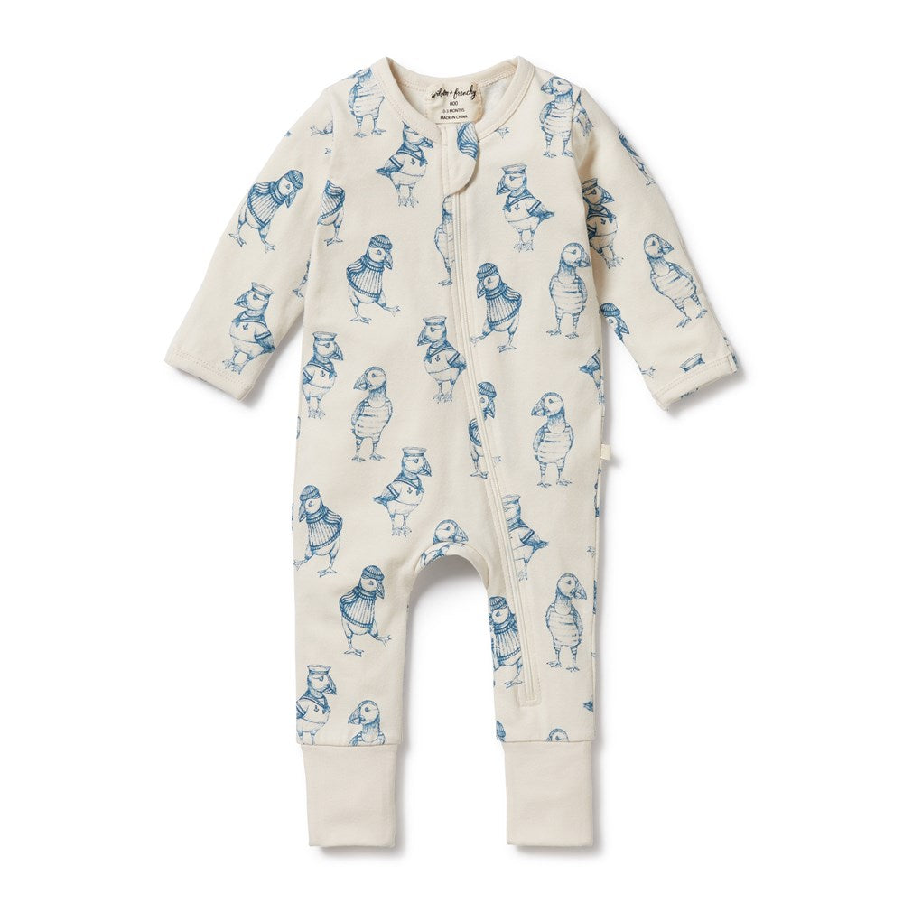 Petit Puffin Organic Zipsuit with Feet