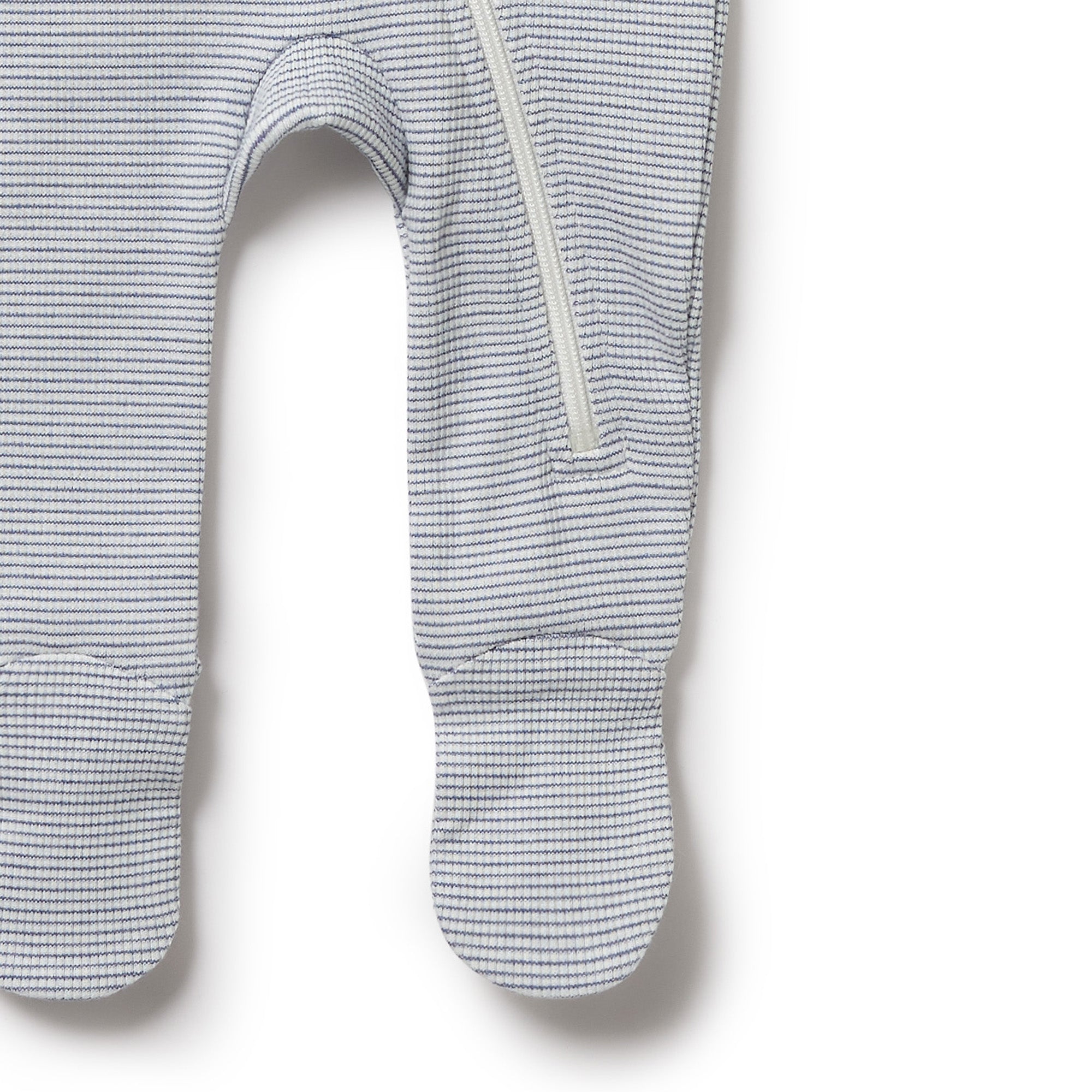 Organic Stripe Rib Zipsuit with Feet