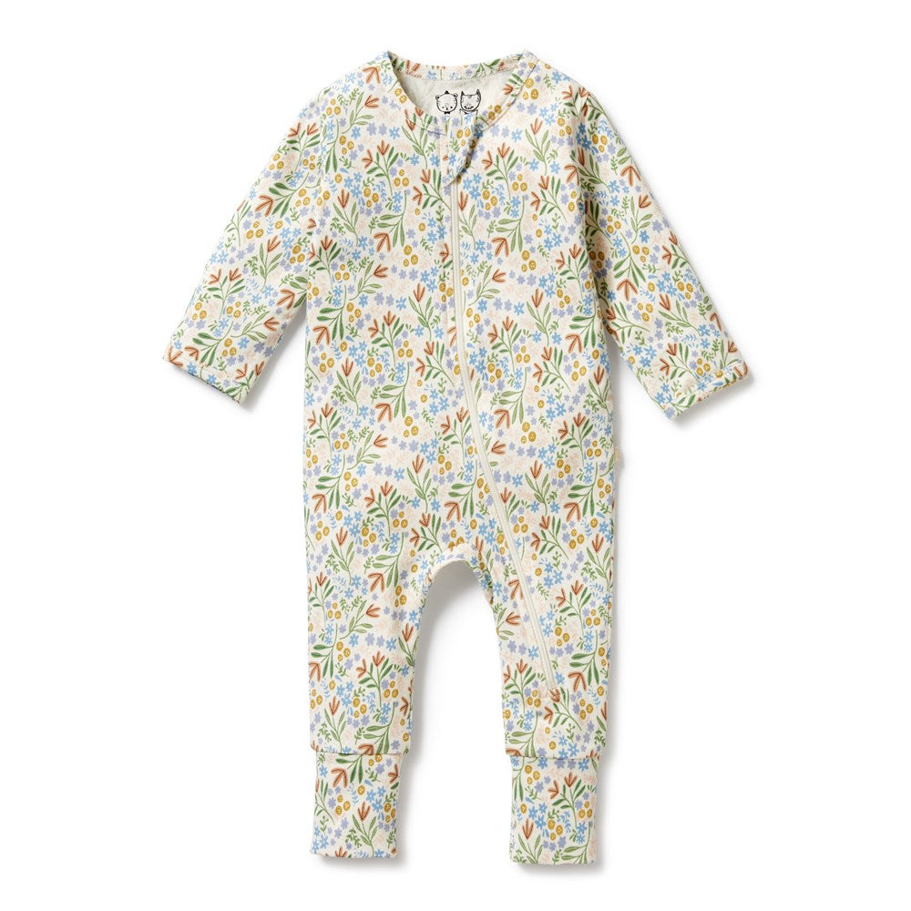 Tinker Floral Organic Zipsuit with Feet