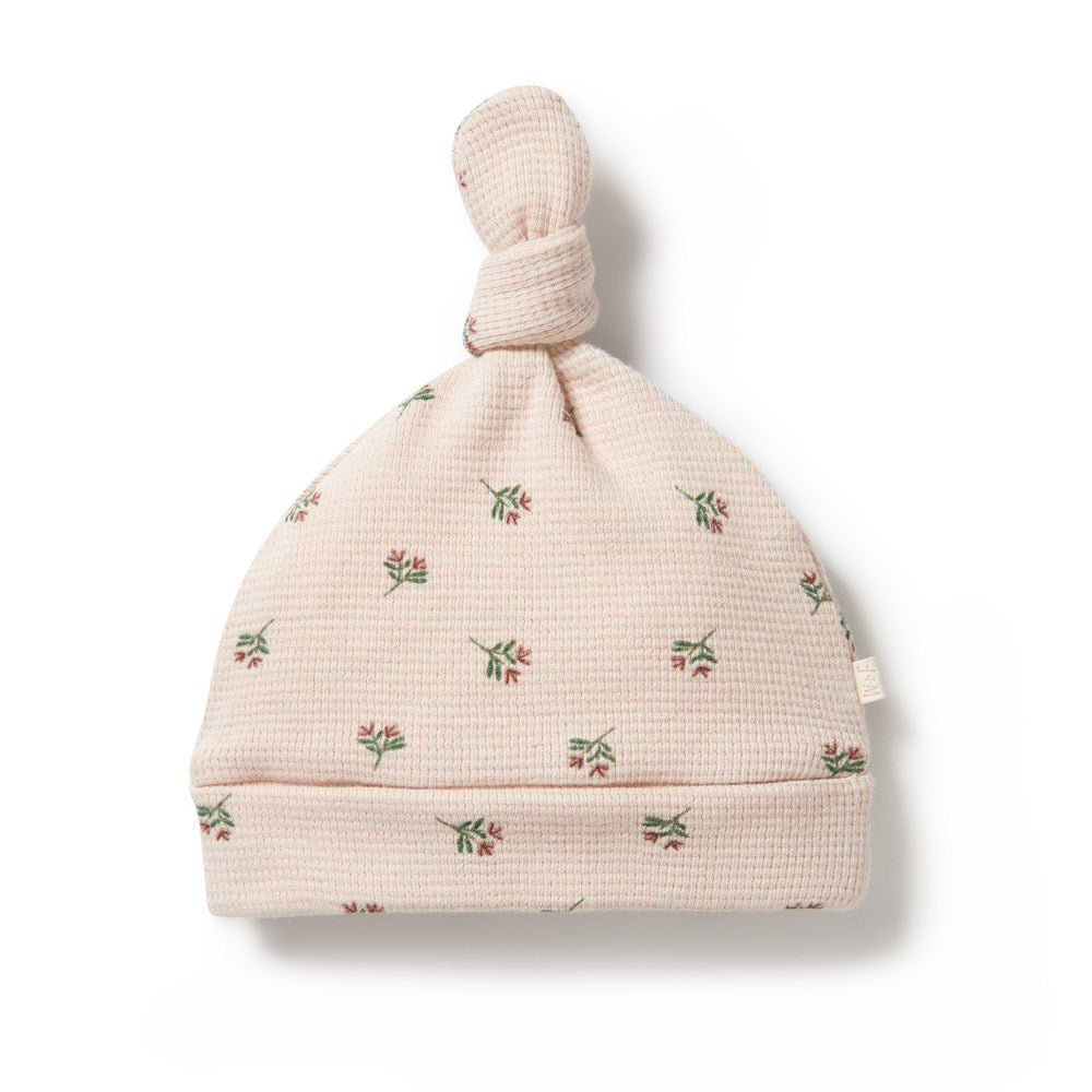 Emily Floral Organic Waffle Knot Hat