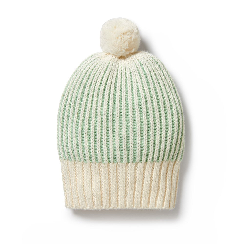 Mint Green Knitted Ribbed Hat