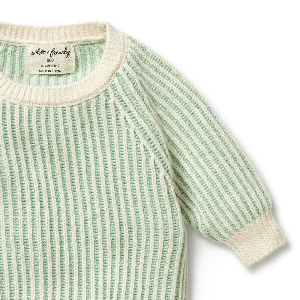 Mint Green Knitted Ribbed Jumper