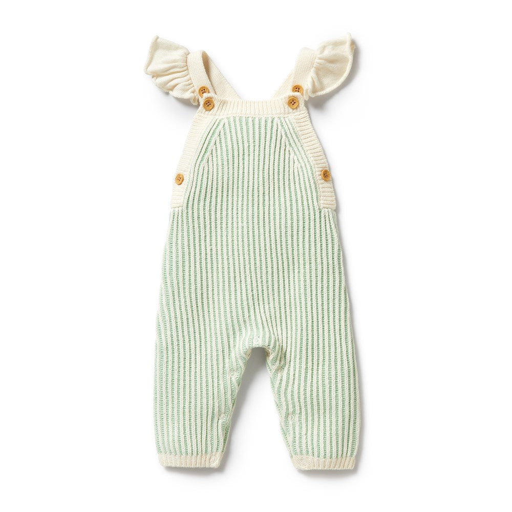 Mint Green Knitted Ruffle Overall